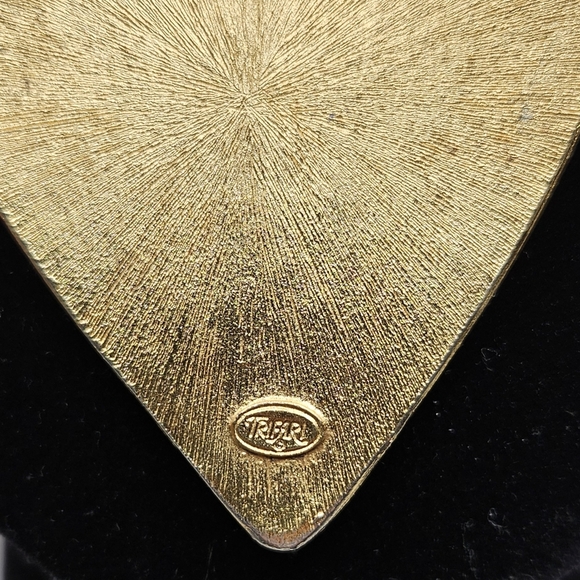 Trifari 80s Geometric Modernist Enamel Statement Omega Necklace Signed - Picture 6 of 8